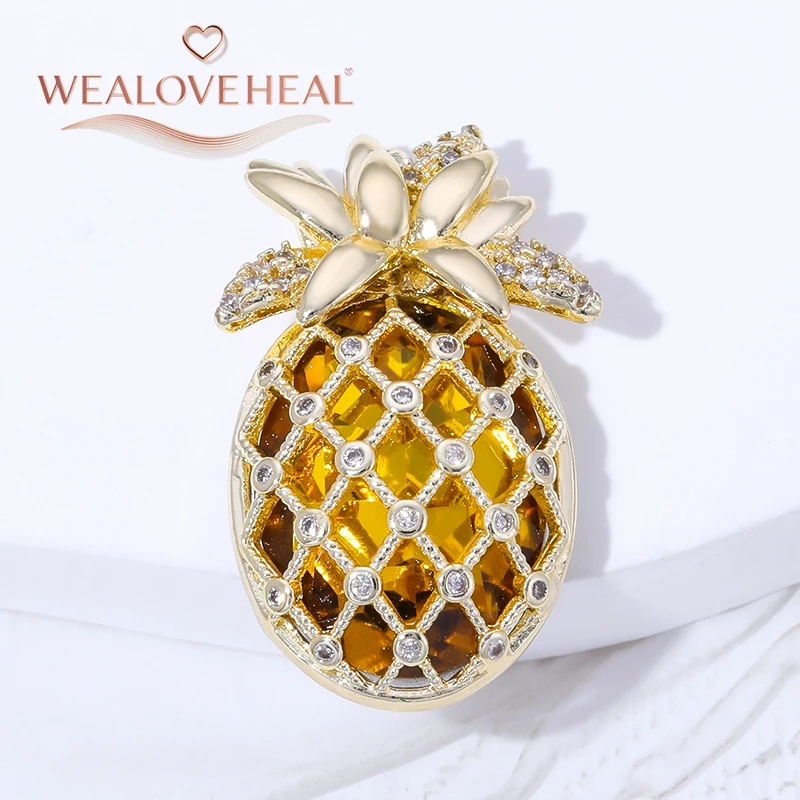 anhänger schmuckherstellung,anhänger schmuck,Modischer 18K vergoldeter Messing-Ananas-Anhänger, glänzende Zirkonia-Frucht-Charms für DIY-Halsketten-Schmuckherstellung, Großhandelszubehör – Detail 18