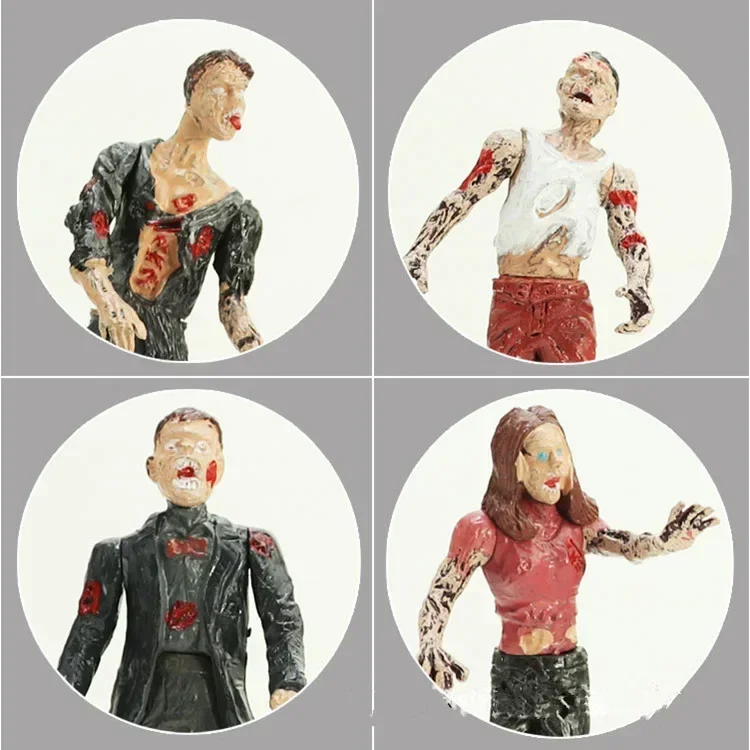 [Engraçado] 6 pçs/lote zumbi andando morto bonecas figuras de ação brinquedos terror cadáver modelo estático de articulações móveis brinquedo crianças menino presente