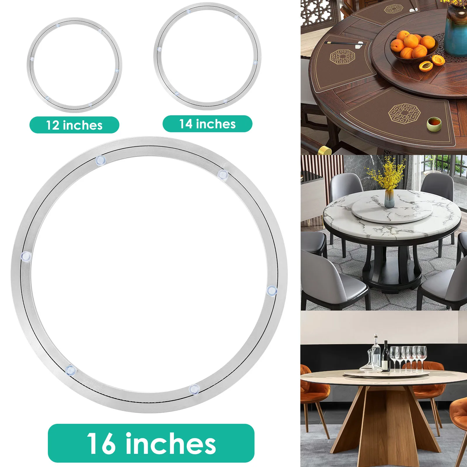 12/14/16 inch Turntable Bearing 360° Heavy Duty Metal Rotating Bearing for Round Dining Table Turntable Max Load Capacity 130Kg