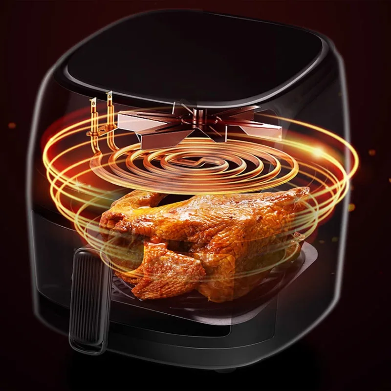 New 8L Stainless Steel Large-Capacity Air Fryer Household Visual Electric Oven Oil-Free Multifunctional Home Black White Green