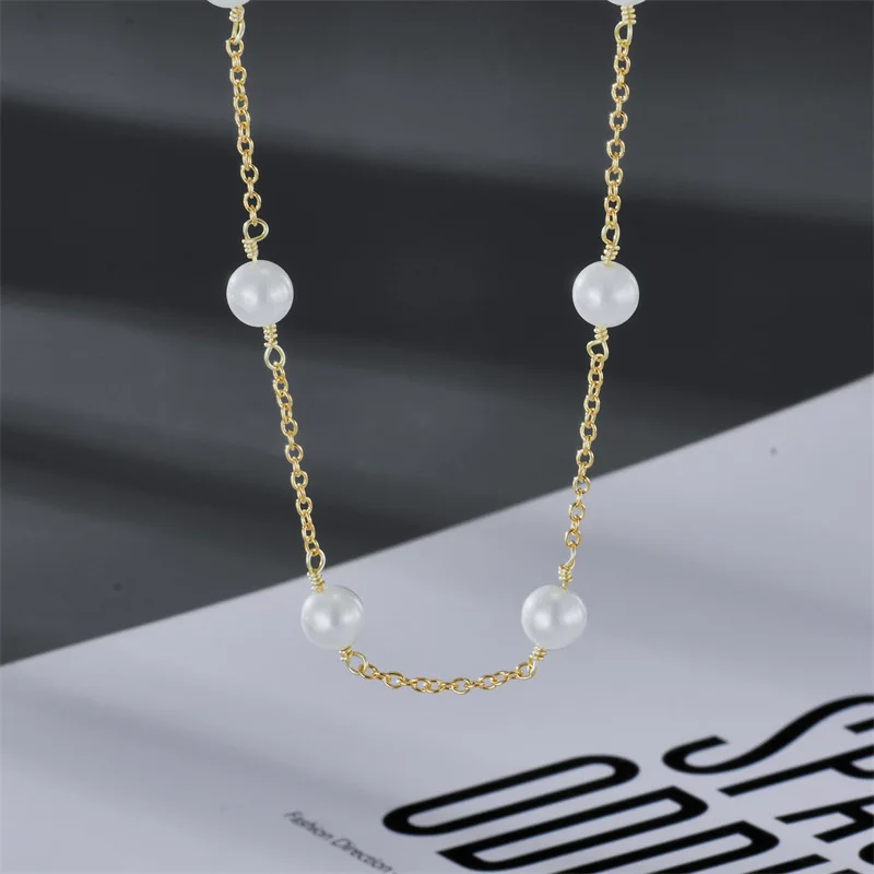 

2022 New Fashion Women Elegant Nature Freshwater Pearl Chain Splicing Necklace Women Sexy Party Clavicle Chain Necklace Jewerly