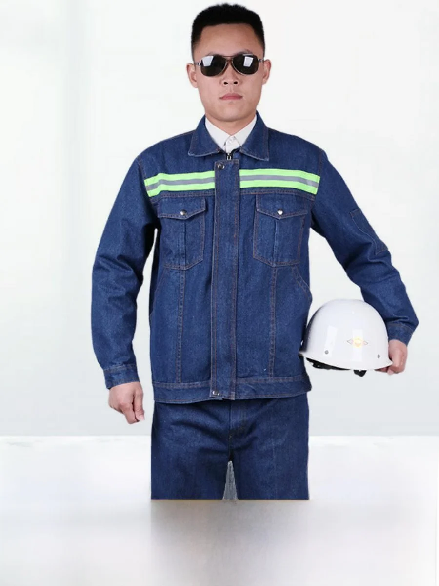 

Thiened Long Sve Denim Workwear Set for Men And Women Anti Wear Reflective Strips Welding Clothing Construction...