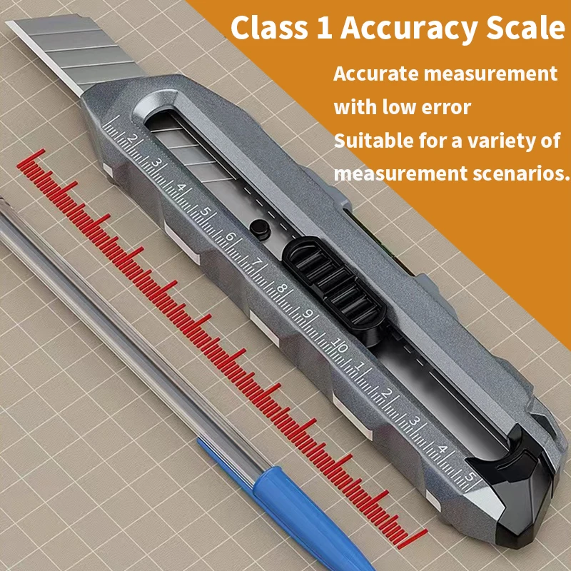 Multifunctional Utility Knife with Ruler and Level High Quality Cutting Tool Heavy-Duty All Steel Thickened Wallpaper Knife