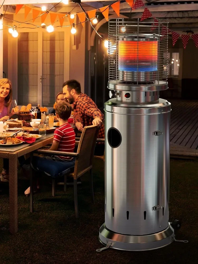 Terrasverwarmer, buitenverwarmer op gas, 6,5 kW, met veiligheidsafsluitklep & kantelbeveiliging, keramische verwarming, propaan, geschikt voor camper, garage en andere ruimtes. - afbeelding 2