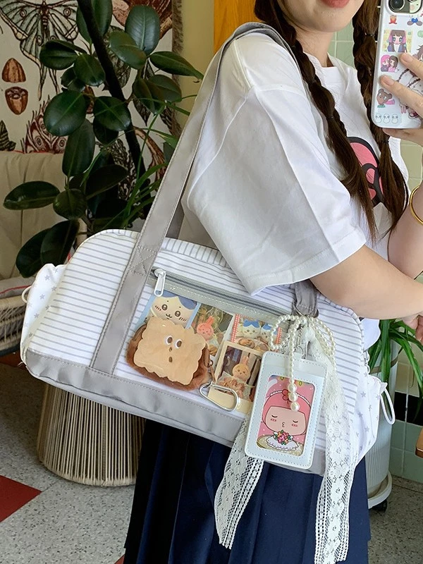 

New Kawaii Ballet Style Large Capacity Itabag Cute BowknotJapanese Transparent JK Shoulder Crossbody Bags Anime Game Gift