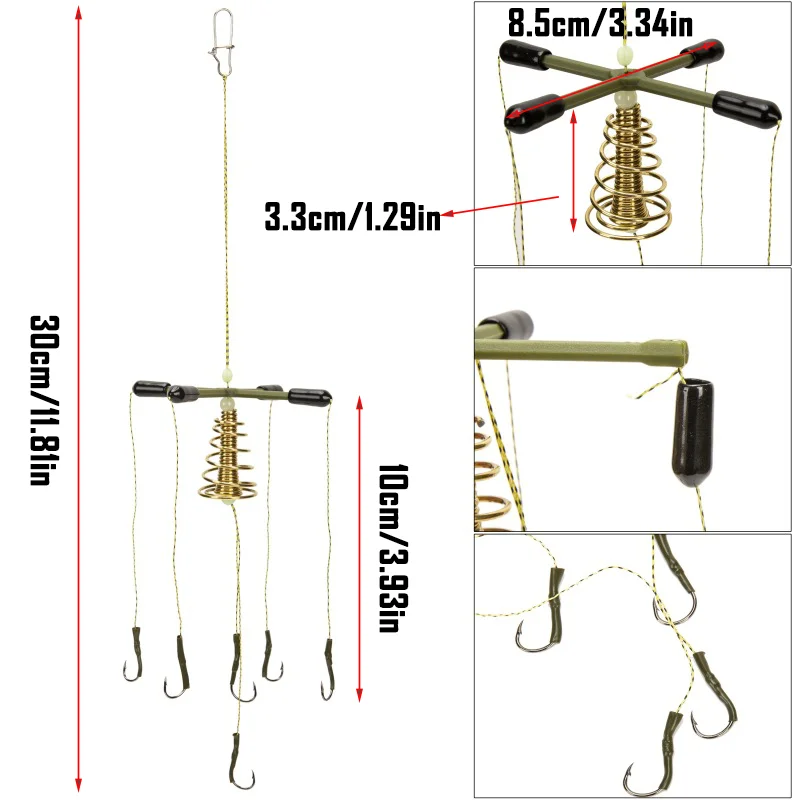 Rig antienredo para carpa-Garras ABS 4 puntas-Línea Isome resistente - imagen 2