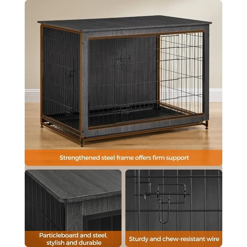 Dog Crate Furniture, Side Nightstand, Modern Kennel, Indoor Up To 30 Pounds, Dog Crate, Multi-functional Removable Tray