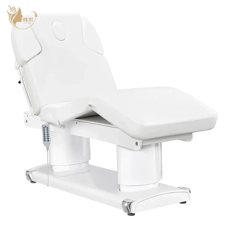 Luxury White Double Column 4 Motor Electric Facial Massage Bed With High Load Bearing For Beauty Salon