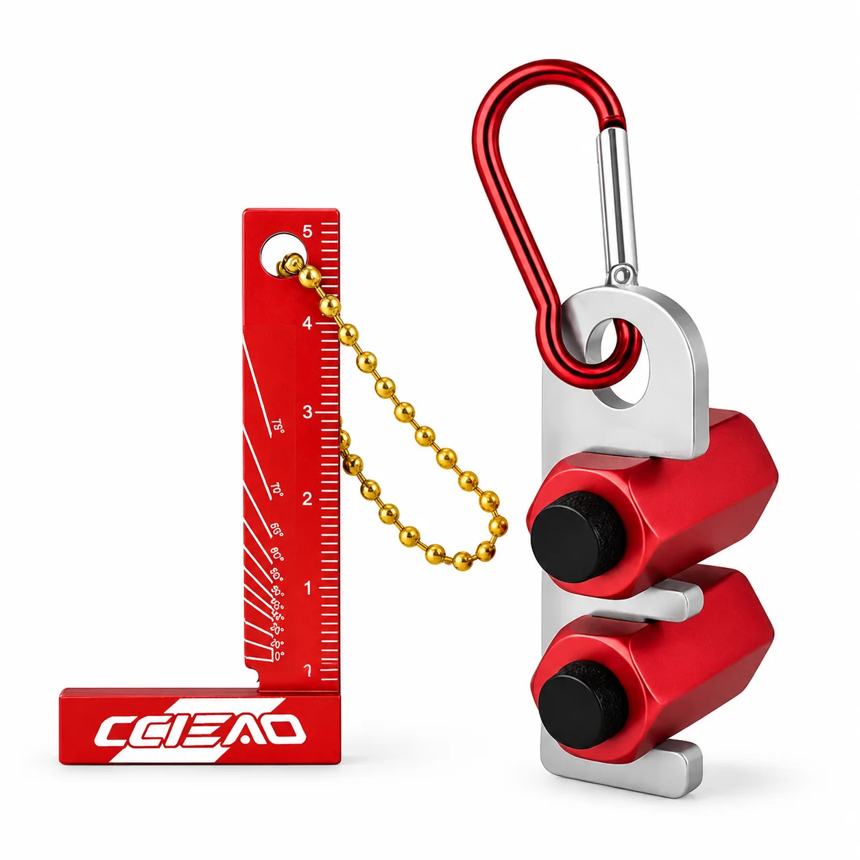 Stair Gauge Set & Mini L Square Keychain, Woodworking Layout Tool, 90 Degree Corner Positioning Clamp, Precision Measuring