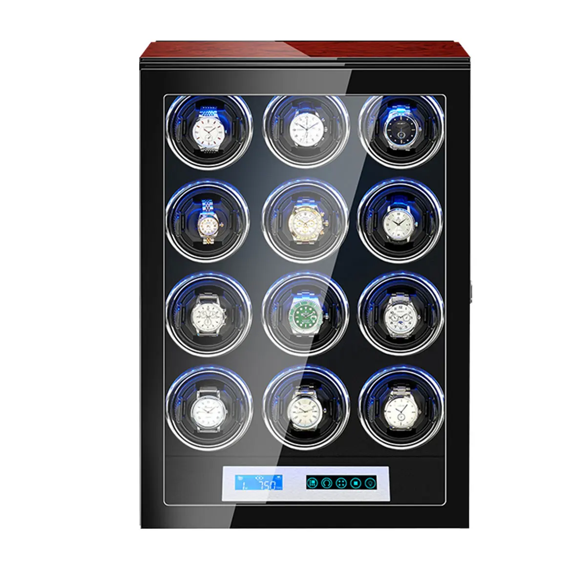 Custom Logo 12 Slots LED luxry Automatic Watch Winder