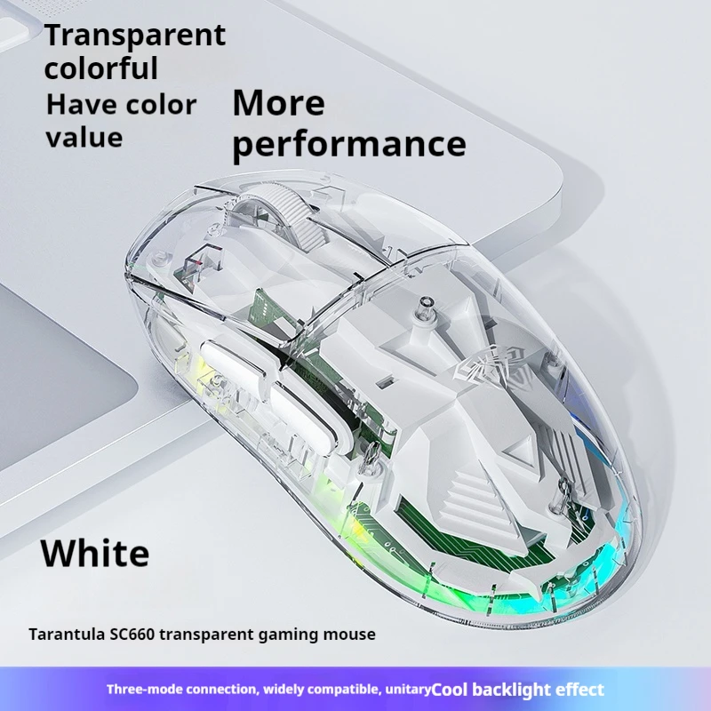 

AULA SC660 Tri-Mode Transparent Wireless 2.4g Bluetooth Wired Mouse Game Mouse E-Sports Mouse