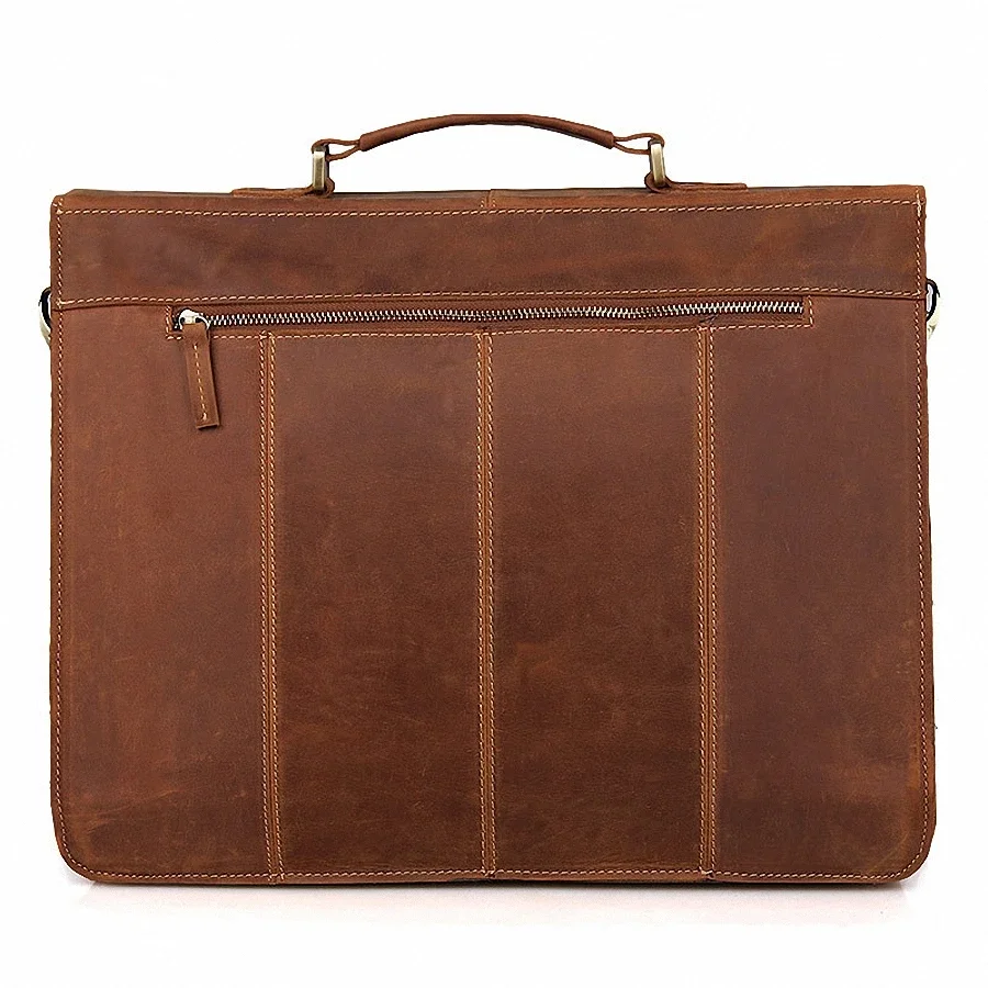 Vintage Crazy Horse Leather Men\'s Briefcase Laptop Bag Business Bag Genuine Leather Briefcase Men Shoulder CrossbodyBag