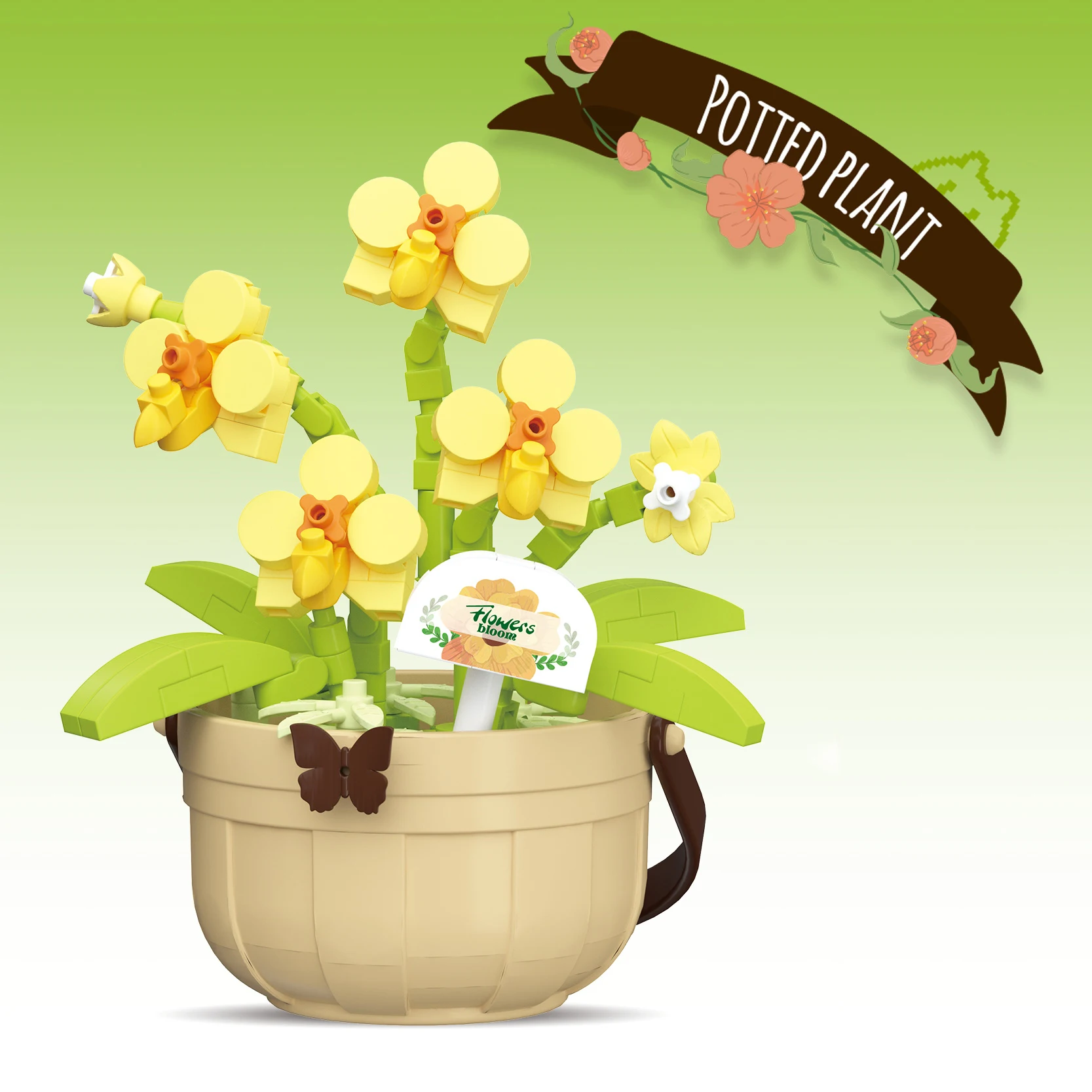 DIY Micro Building Blocks MINI Colorful Creative Floral Basket