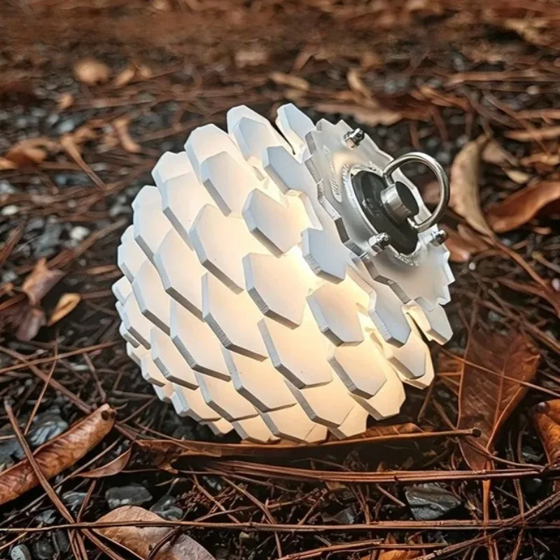 Outdoor Camping Lamp Shade Pine Cone Shape Hollow Spliced Decorative Lampshade Waterproof Hand Assembled Hanging Light Accessory