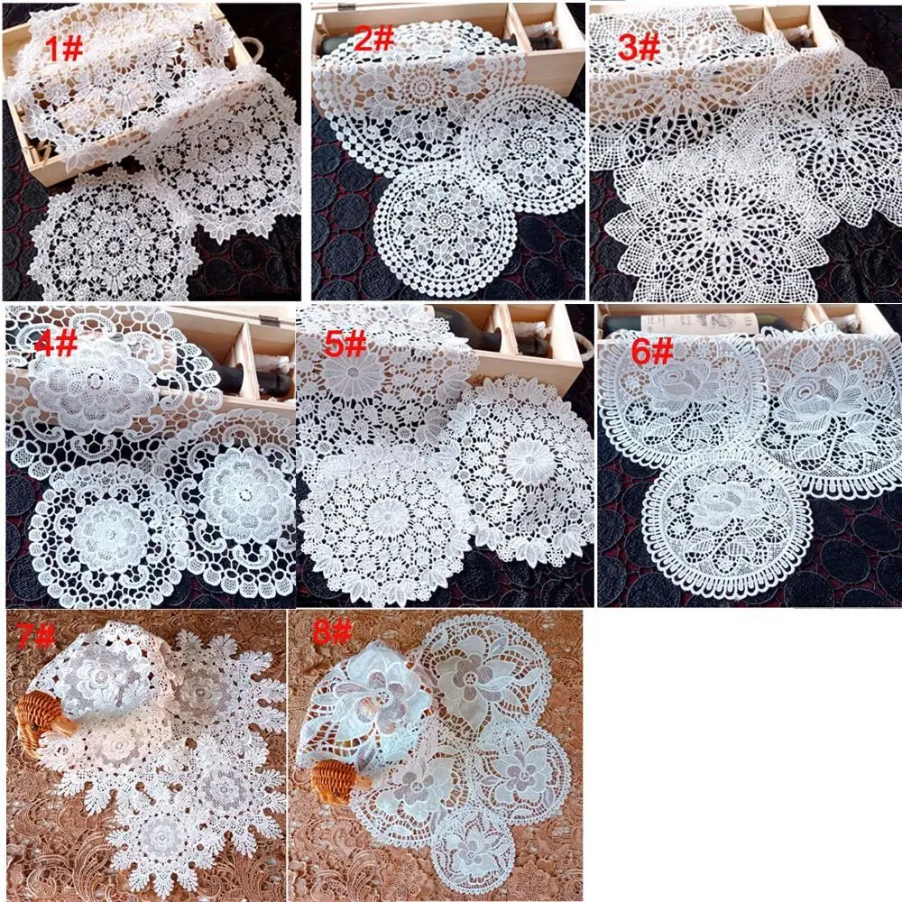 Delicate White Embroidery Flower Cup Mat Crochet Lace Coaster Pad Doily Placemat