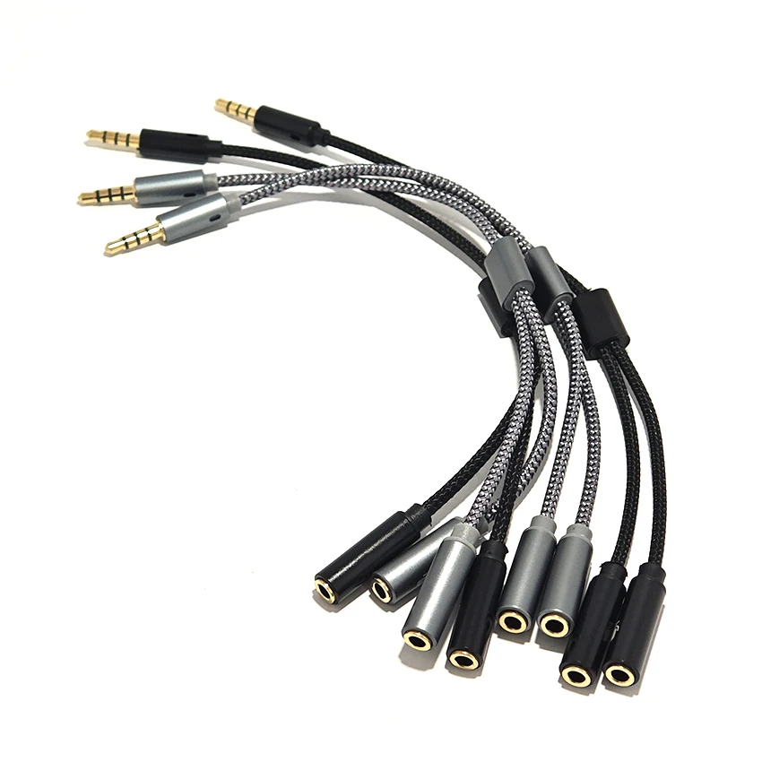 4-Pole 3.5mm Headphone Mic 2-in-1 Headset Adapter Speaker Y Splitter Cable Male to 2 Female 1/2 Audio Cable For Laptop headphone