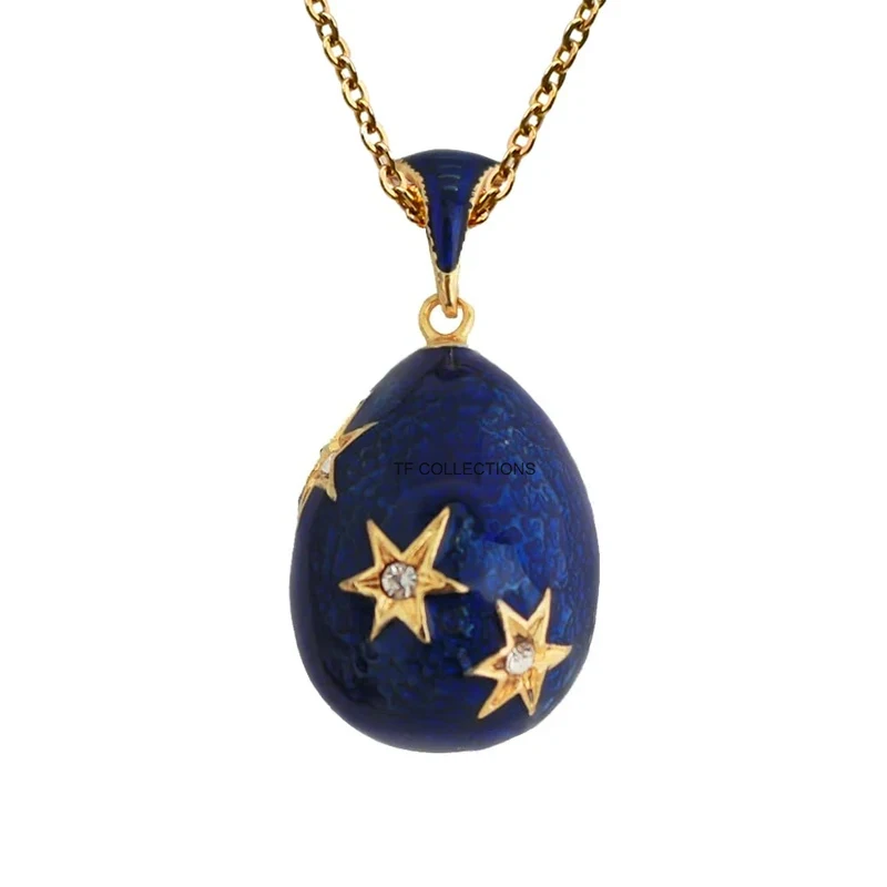 YAFFIL Enamel Star Necklace Women's Holiday Gift 2024 New Treasure Egg Pendant Charm Crystal Rhinestone Necklace