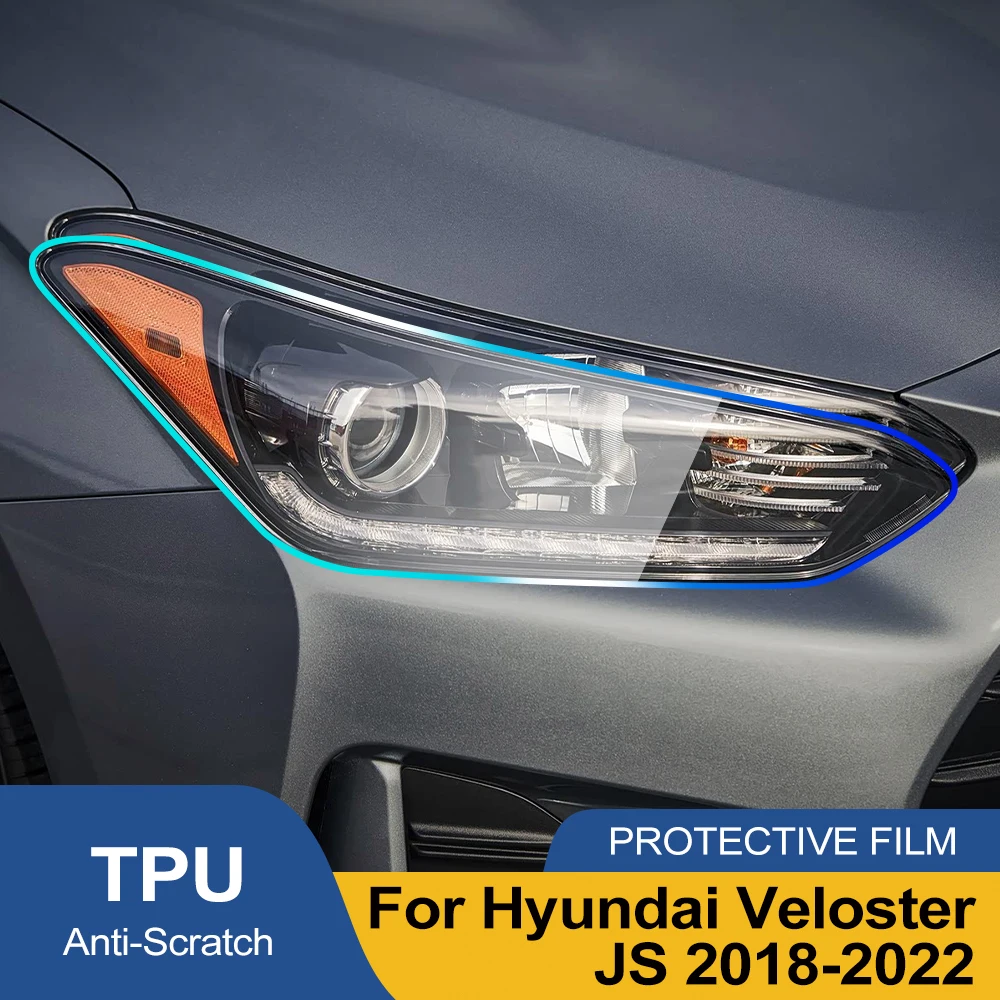

Предварительно нарезанная защитная пленка TPU для фар Hyundai Veloster JS 2018-2022, дымчато-черная, глянцевая, антицарапинная, виниловая, комплект для наклеивания.