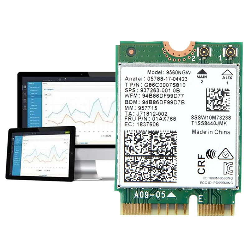 

4X 9560NGW Wifi Card 1730Mbps Wireless AC 9560 Dual Band 2.4G+5G Bluetooth 5.0 802.11Ac M.2 CNVI 9560NGW Adapter-Y47A
