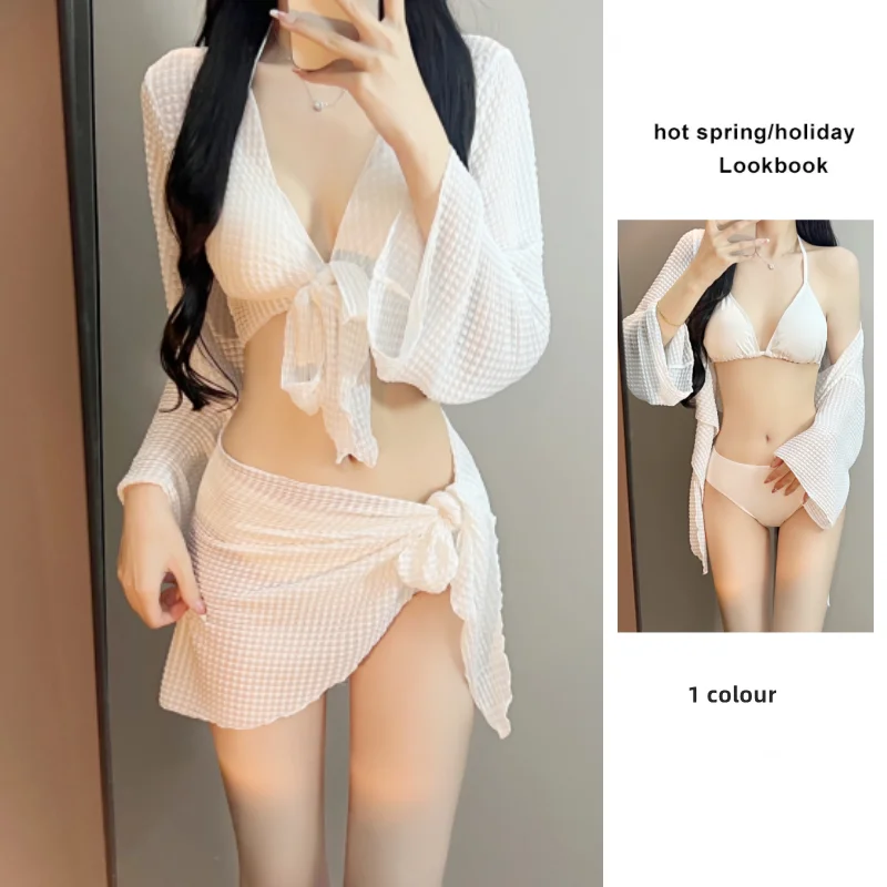 

Women's 4-Piece Rashguard Swimsuit Set Long Sleeve Top Bottom UV Protection Tummy Smoothing Coverage Tankini