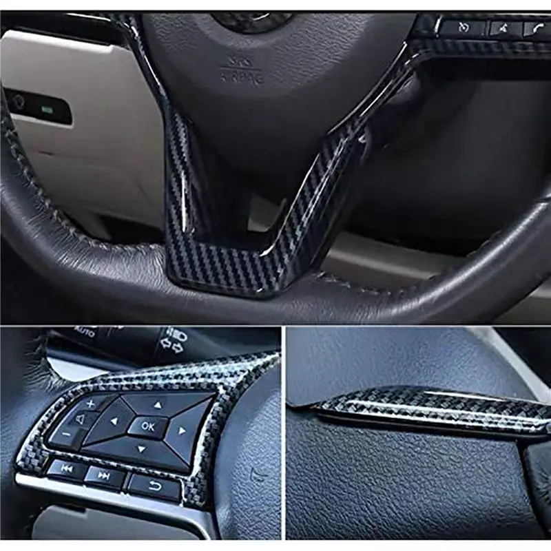 15X Carbon Fiber Steering Wheel Decoration Cover Frame Trim For Nissan Rogue Altima Sentra Kicks LEAF Versa Accessories
