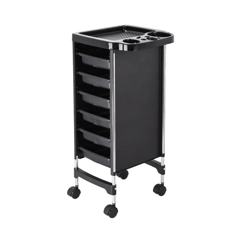 Plastic salon roller cart 5-layer beauty products storage device with handle portable hair stylist hair tool cart