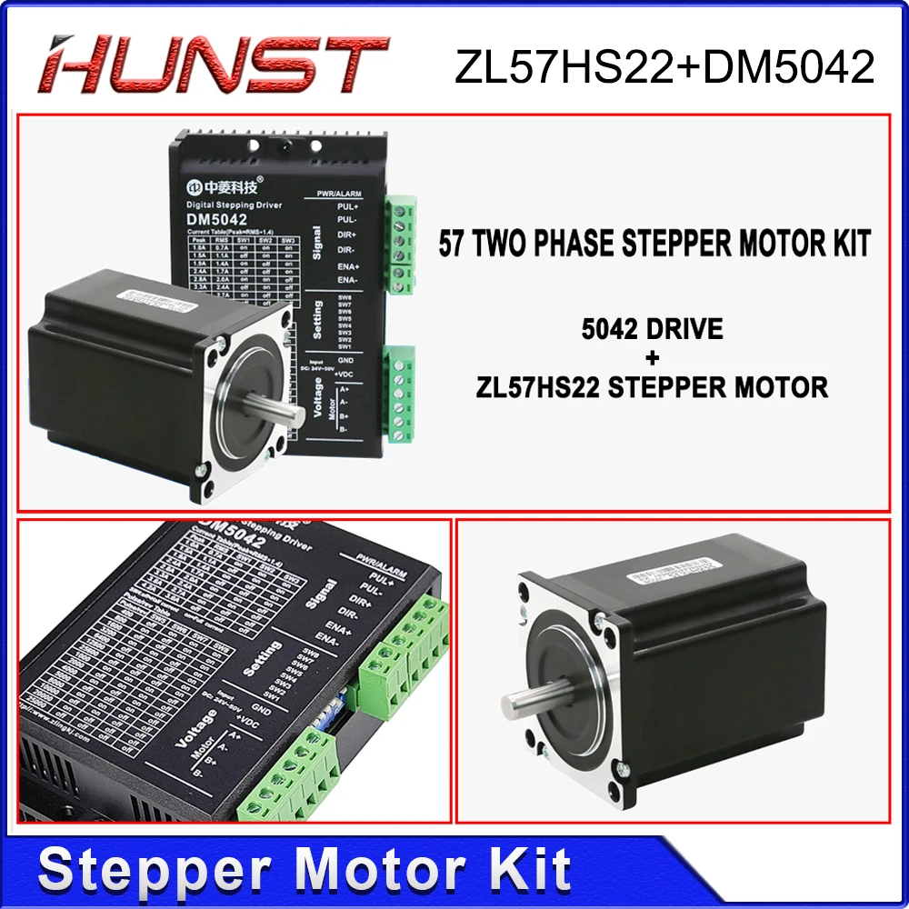 HUNST 2 Phase Open Loop Stepper Motor Kit DM5042+ZL57HS22Φ8  for Laser 3D Printer CNC Engraving Milling Machine