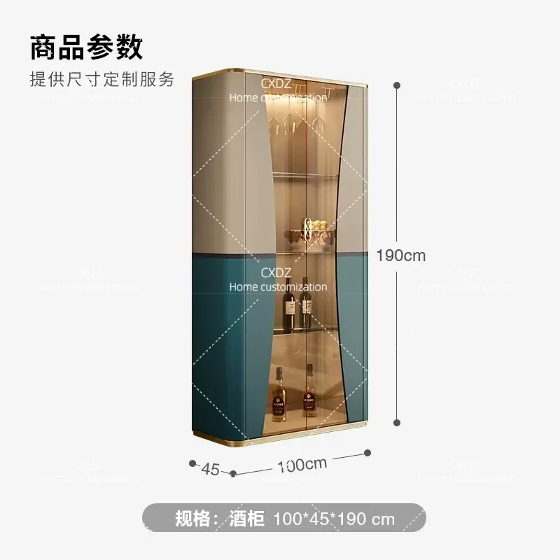 Modern Light Luxury Glass Wine Cabinet Wall Mounted Display Shelf for Restaurant Villa High End Italian Style Bookcase