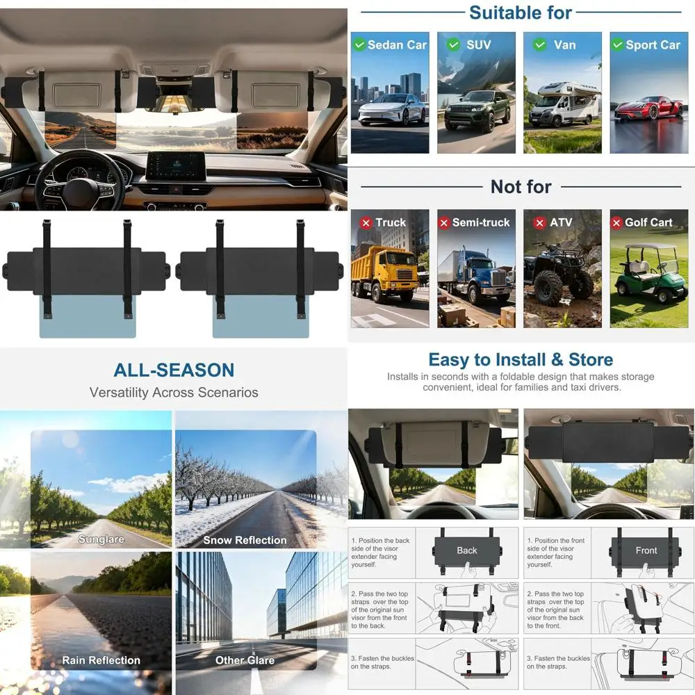 

Удлинитель солнцезащитного козырька для автомобиля (поляризованный, UV400, линза ПК, 2-сторонний солнцезащитный козырек), Удлинитель солнцезащитного козырька автомобиля, Крепление для удлинителя козырька