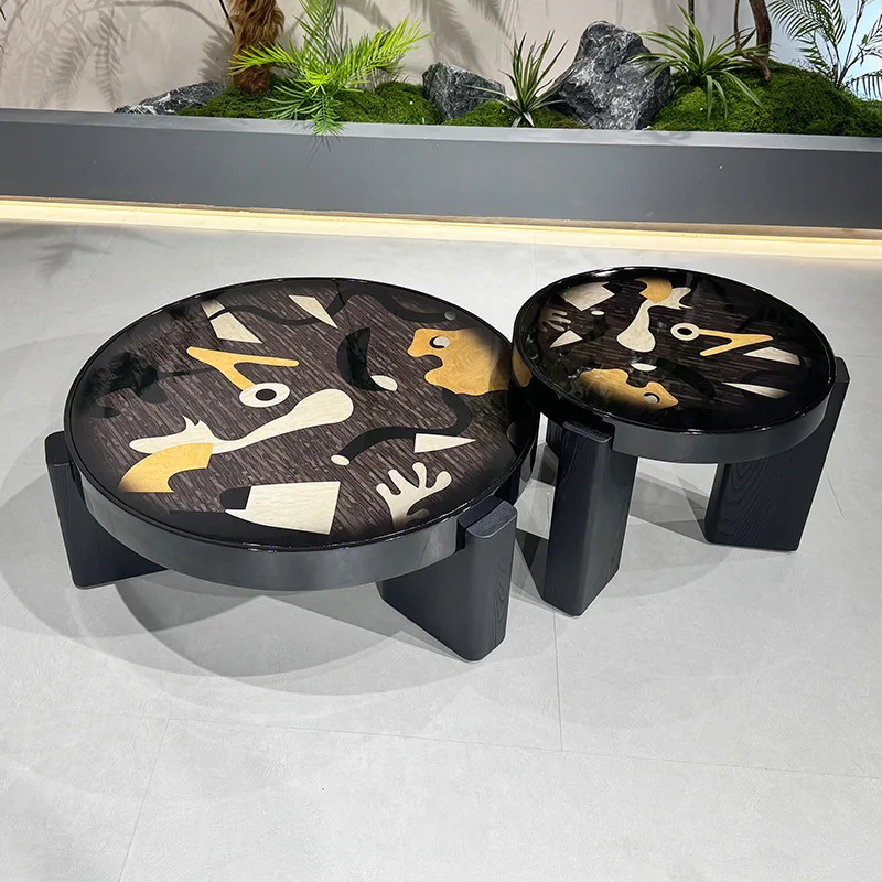 Coffee table customer household high-light parquet modern minimalist round new small apartment Internet celebrity
