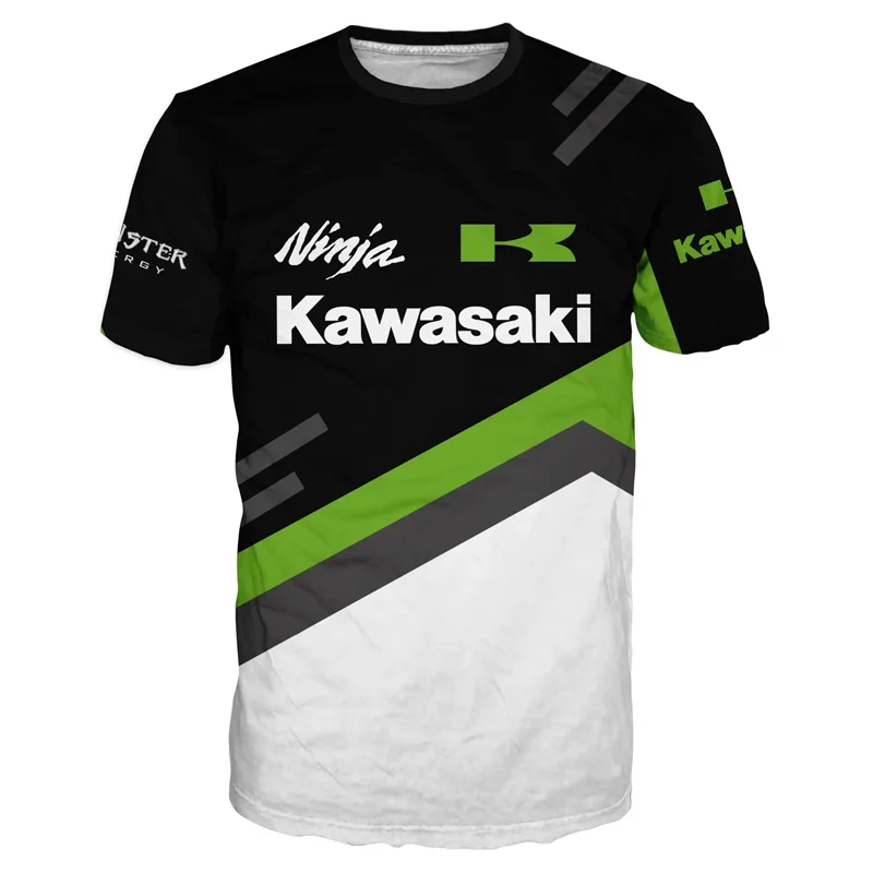 

2025 Summer Men's Kawasaki Motorcycle Suit Round Neck Short Sleeve T-Shirt Breathable Quick-Drying Comfortable Top