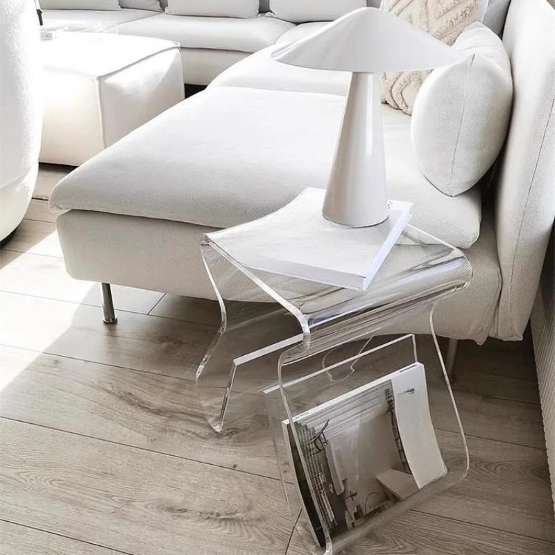 

Acrylic creative stool, transparent edge, few corners, book and magazine rack, bay window, sofa side table, bedside table
