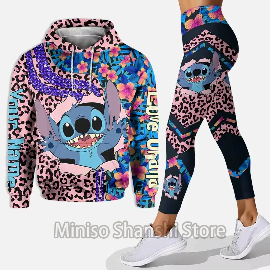 New Disney Stitch Hoodie and Tight Pants Set for Women Diseny Stitch Hoodie Yoga Pants Sports Pants Fashion Sports Set