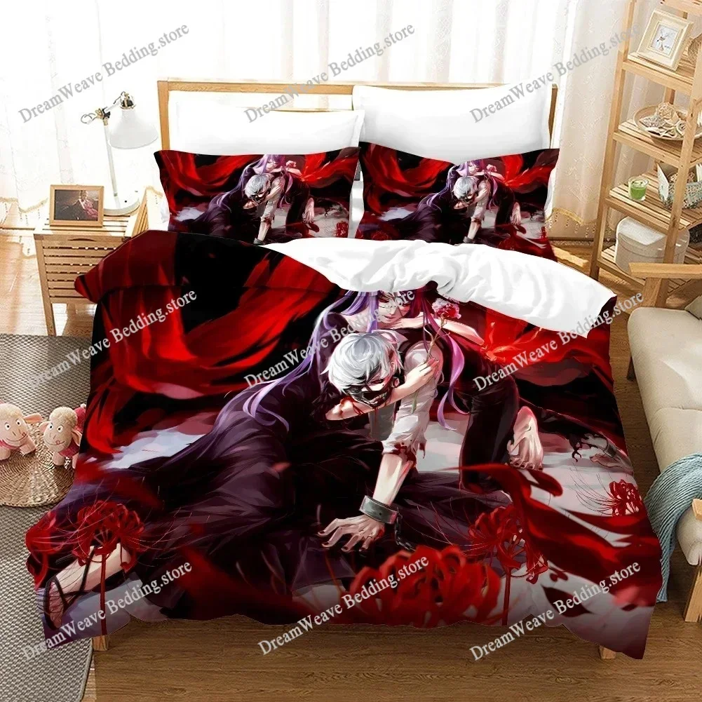 Anime Tokyo Ghoul 3D Printed Duvet Case Pillowcase Bedding Set Twin Full Queen King Size for Kids Bedroom Decor Luxury Gift59296