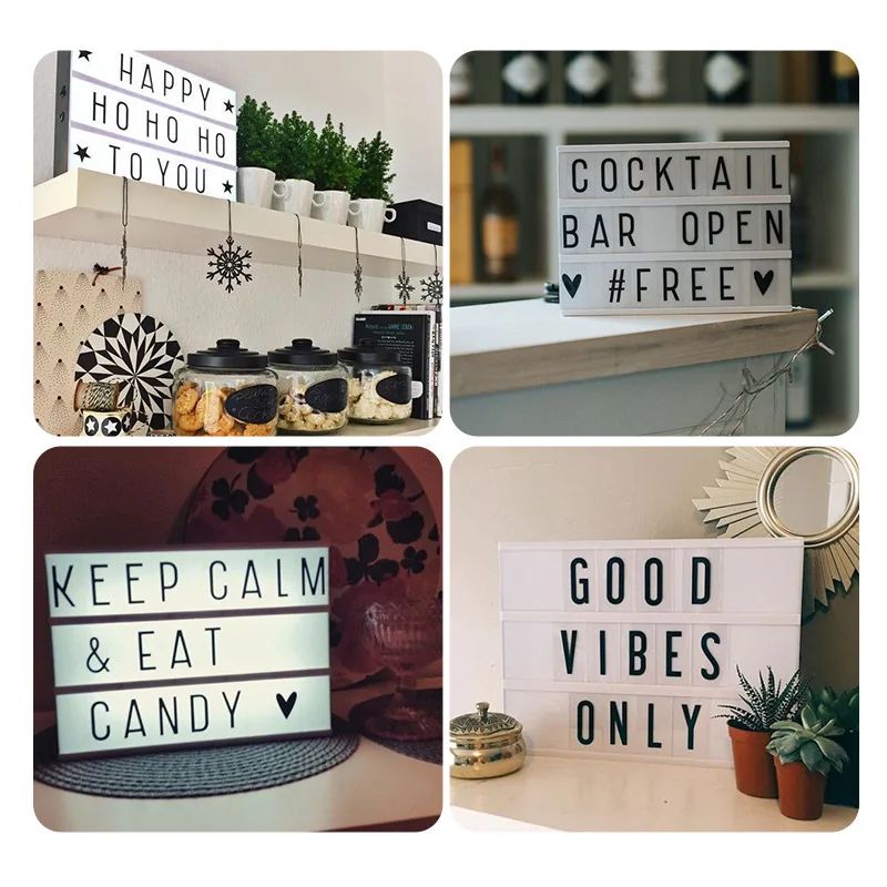 LED Combination Night Light Box Cinema Lightbox DIY Letters Cards Personalized Neon Message Board Home Decor Gift