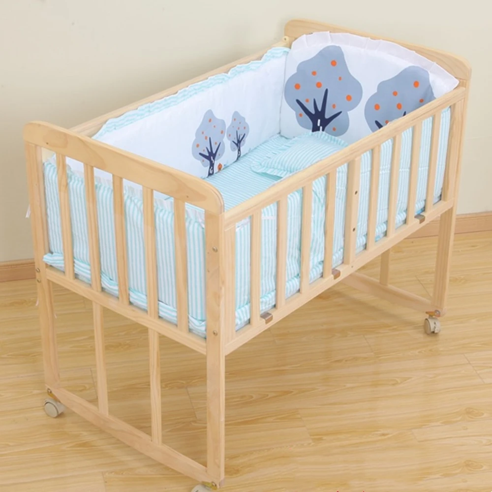 

6Pcs Many Colors Luxury Cotton Baby Crib Bedding Set For Boys Girls Thickening Cot Bumper Set (4Bumpers+Matress+Pillow)