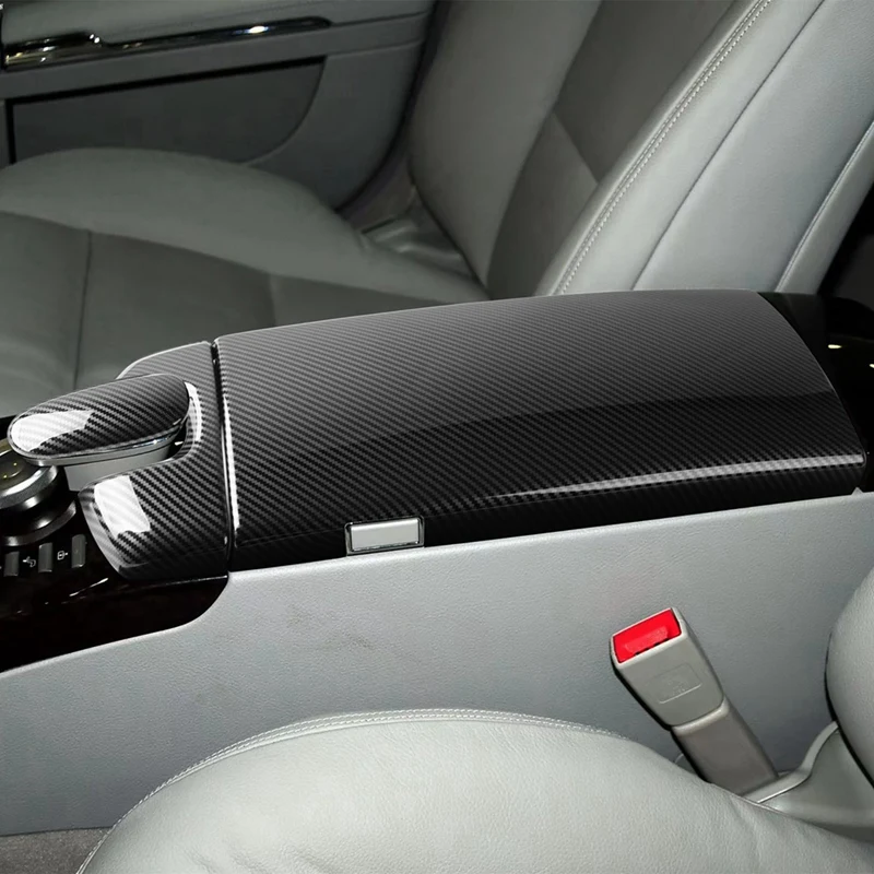 Carbon Fiber Texture Center Console Armrest Box Phone Cover Dial Pad Housing For Mercedes Benz S Class W221 2007-2013 Parts