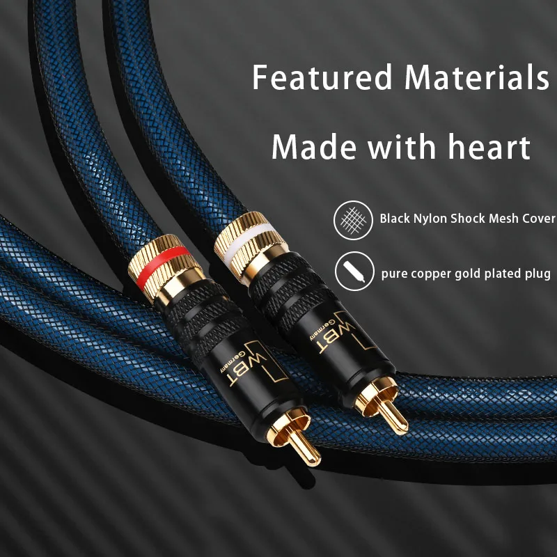 ATAUDIO jedna para HiFi kabel Audio RCA wysokiej wydajności Premium Audio hi-fi 2RCA do 2RCA Interconnect Cable