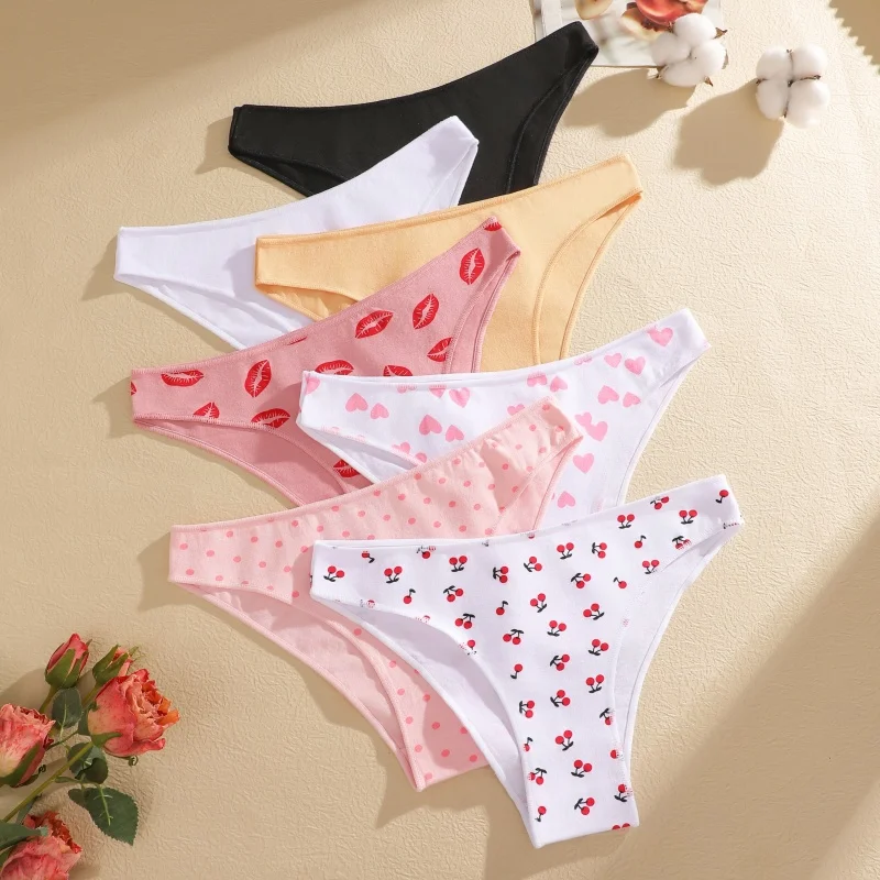 4-teiliges Set Damen Baumwoll-Slips Sexy Niedriggeschnittene Unterhosen Atmungsaktive Unterwäsche für Frauen Dehnbare Slips in Unifarben – Detail 27