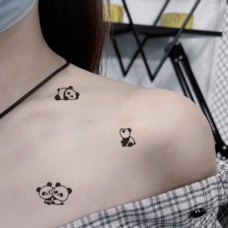 1Pc Cute panda Mini Waterproof Temporary Tattoo Stickers, Long-lasting Waterproof for One to Two Weeks, For Arm, Leg.