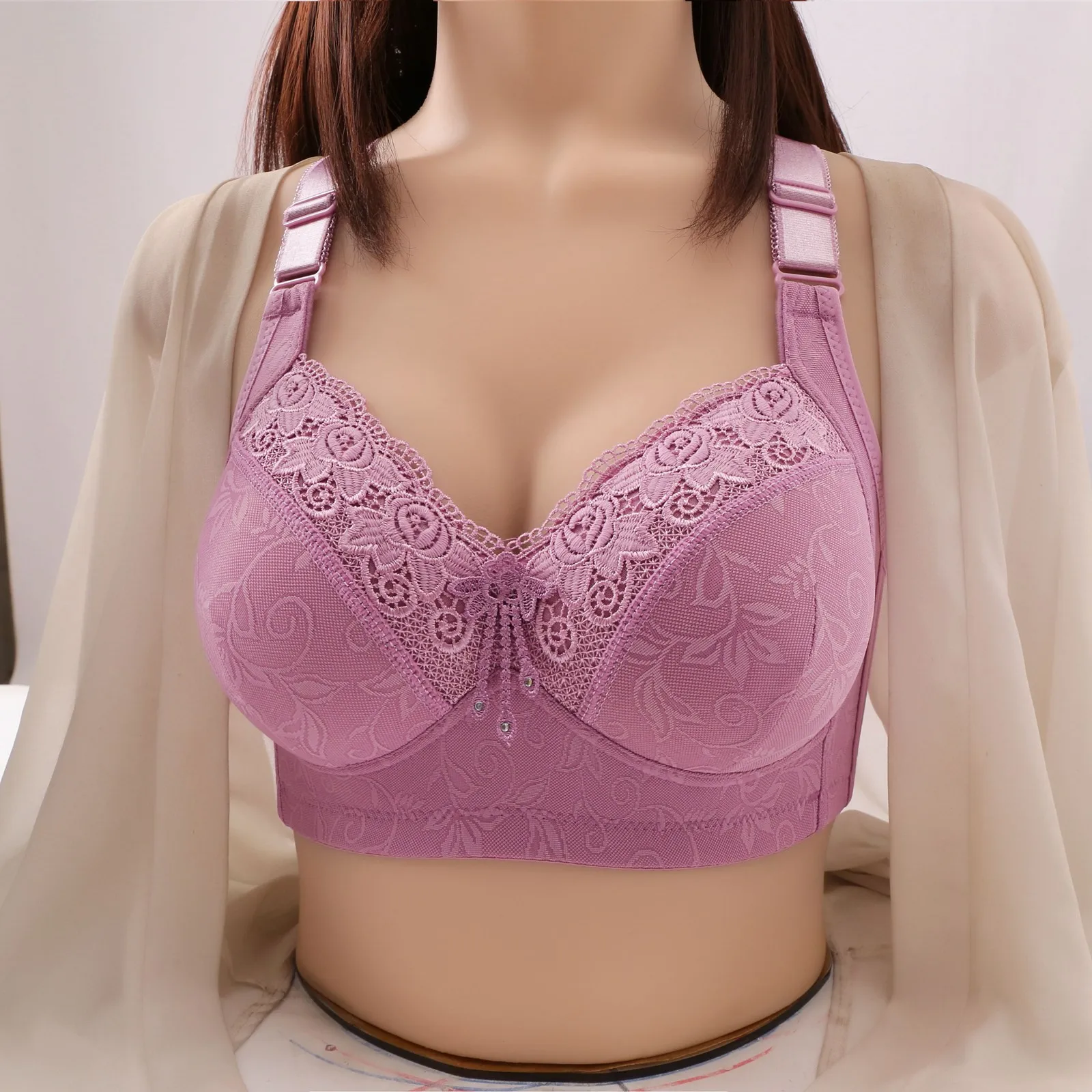 Ladies\' Autumn And Winter New Collection Adjustable Breast Bra Without Steel Ring Large Chest Display Support Bras for Women