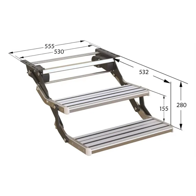 MAYGOOD Caravan Entry Double Layer  Electric RV Steps Loading 200KGS Aluminum Profile Motorized Side Steps for Caravan Trailer