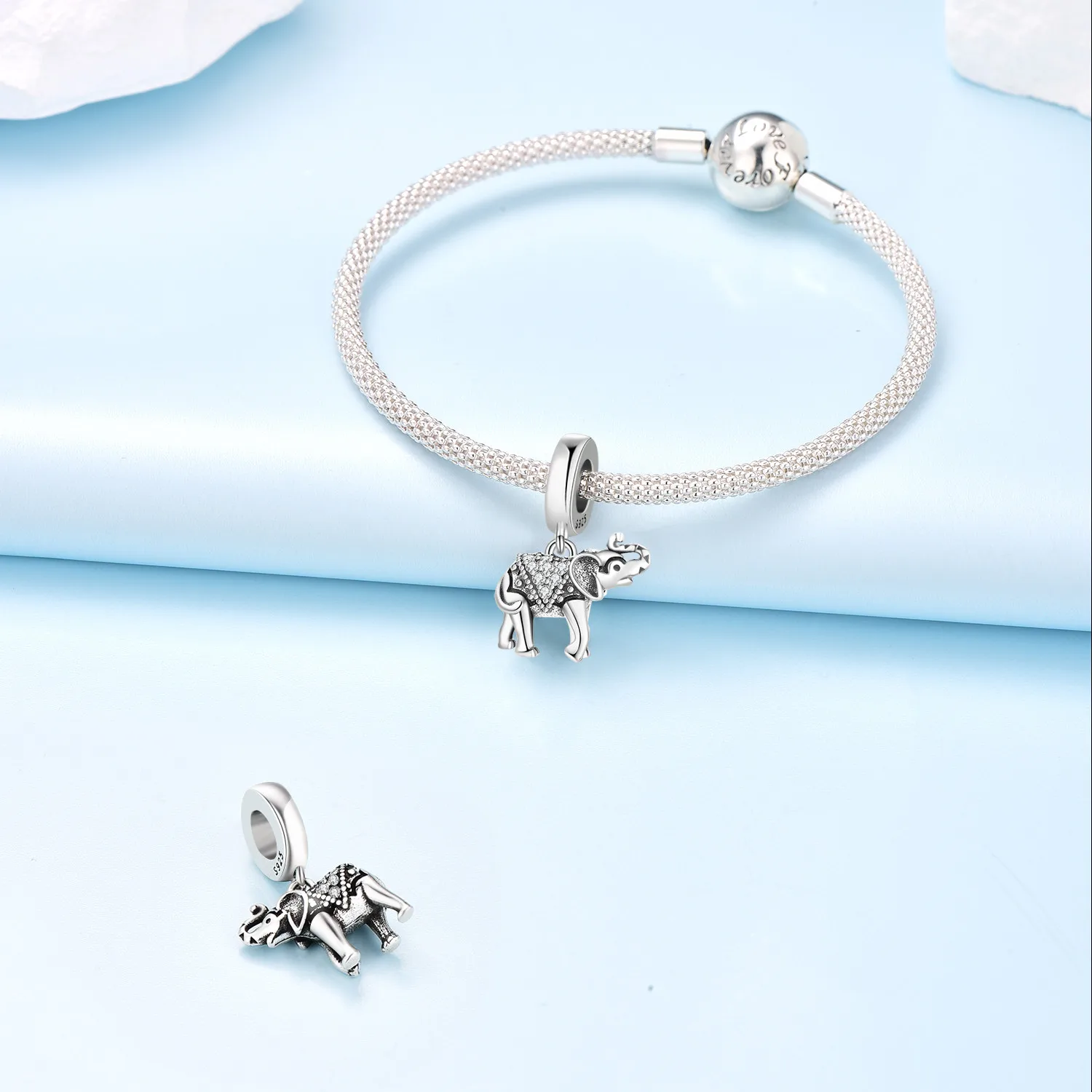 CYMYSS 925 Sterling Silver Charm Cute Animals Bead Elephant Pendant Fit Bracelets Necklace DIY Jewelry Making Party Gift