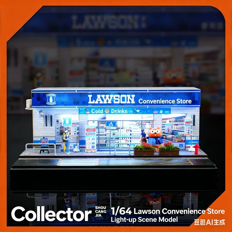 

Collector 1:64 Rosen Convenience Store Miniature Scene Lighting Edition Urban Architecture Model Desktop Decoration Ornament