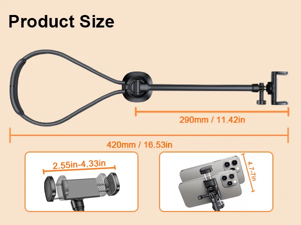 Eary Gooseneck Phone Holder For Recording Video Filming Vlog With Flexible Multi-Angle Adjustable Hands Free Lazy Clip Bracket