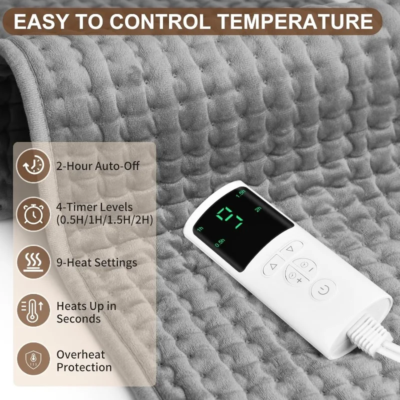 Winter Heater Soft Skin Friendly Electric Warmer Blanket 9 Gear Adjustable Keep Warm Dispel Cold  for Home Sofa Bed Seat Office