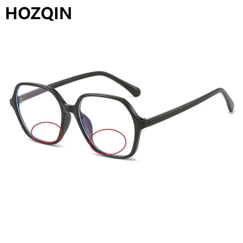 New Women Retro Polygon Anti Blue Light Bifocals Reading Glasses Men Look Near Far Hyperopia Spectacles Custom Prescription Lens