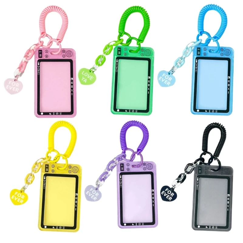 Novelty Photo Card Holder Photocard Holder with Retractable Spring Coil Keychain Dropship