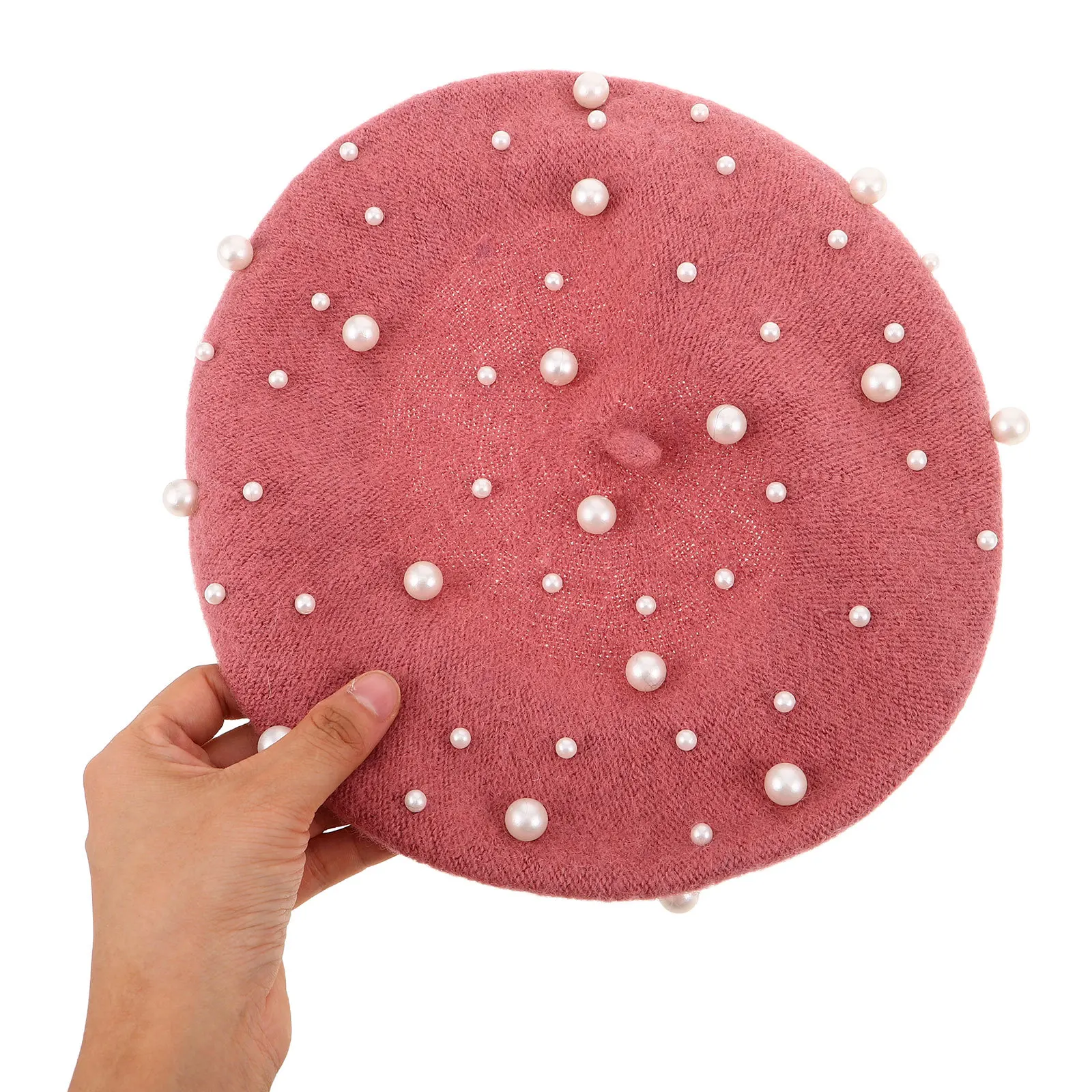 

2Pcs Pearl Beret Hats for Women Vintage French Wool Beret Artist Cap Autumn Winter Casual Formal Occasion Vintage Hats for Women