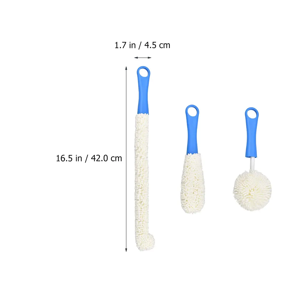 3Pcs Cup Cleaning Brushes Set Bendable Multipurpose Mug Wine Glass Goblet Bottle Cleaning Tools Household Kitchen Glassware